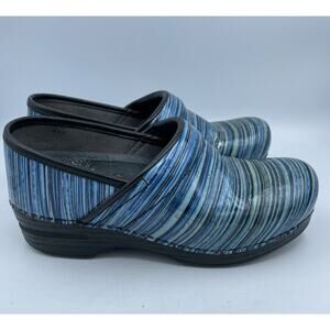 Dansko Pro XP Blue Striped Patent Leather Mule/Clogs Women's EUR 36 / US 5.5 6